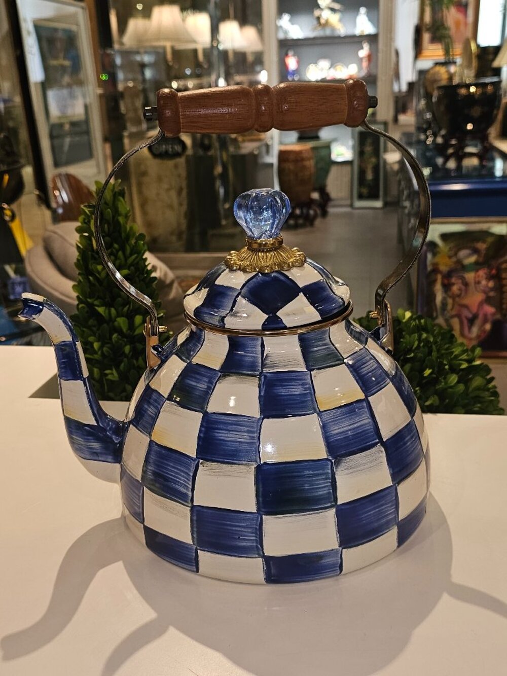 Mackenzie-Childs Royal Check Tea Kettle & Lid - 2 Quart